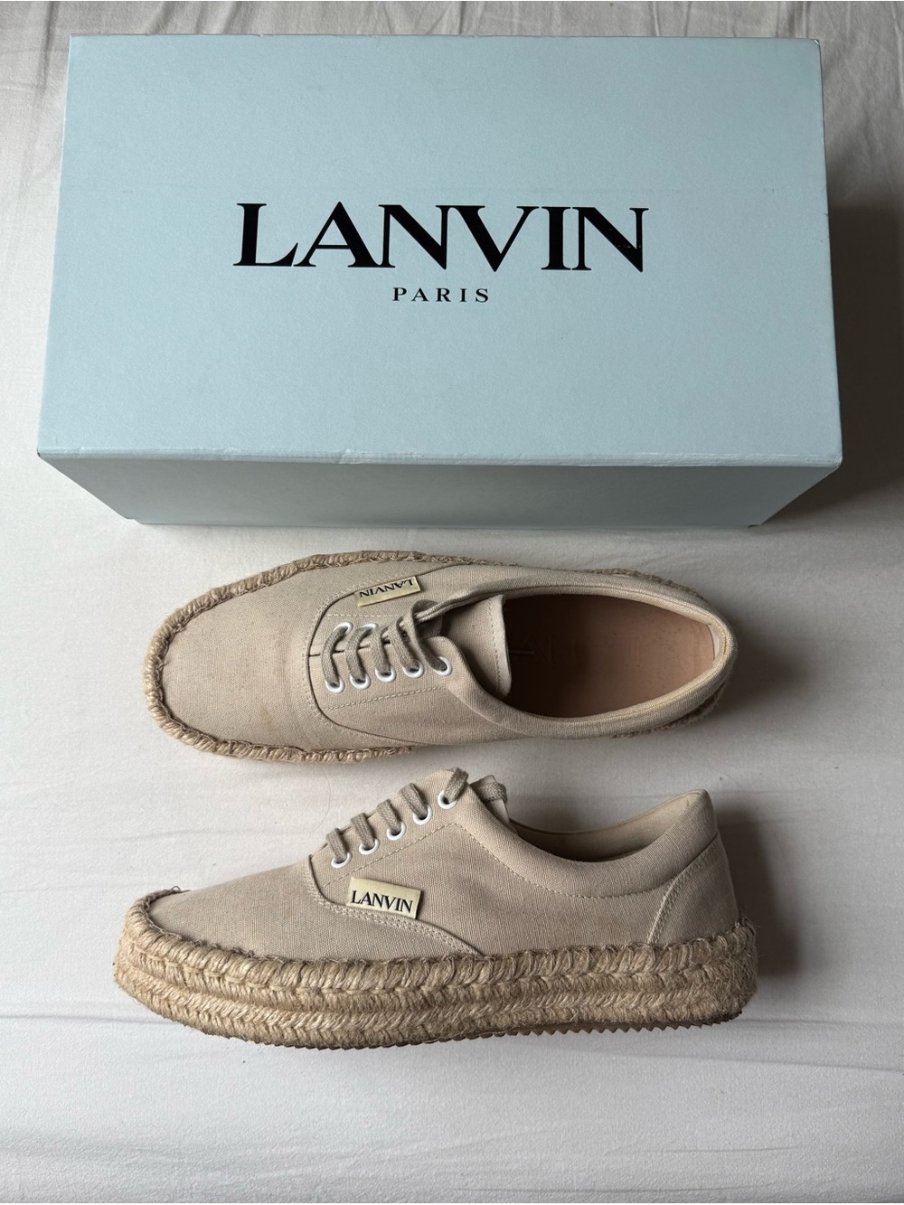 Lanvin Men’s Beige Canvas Espadrille Loafers